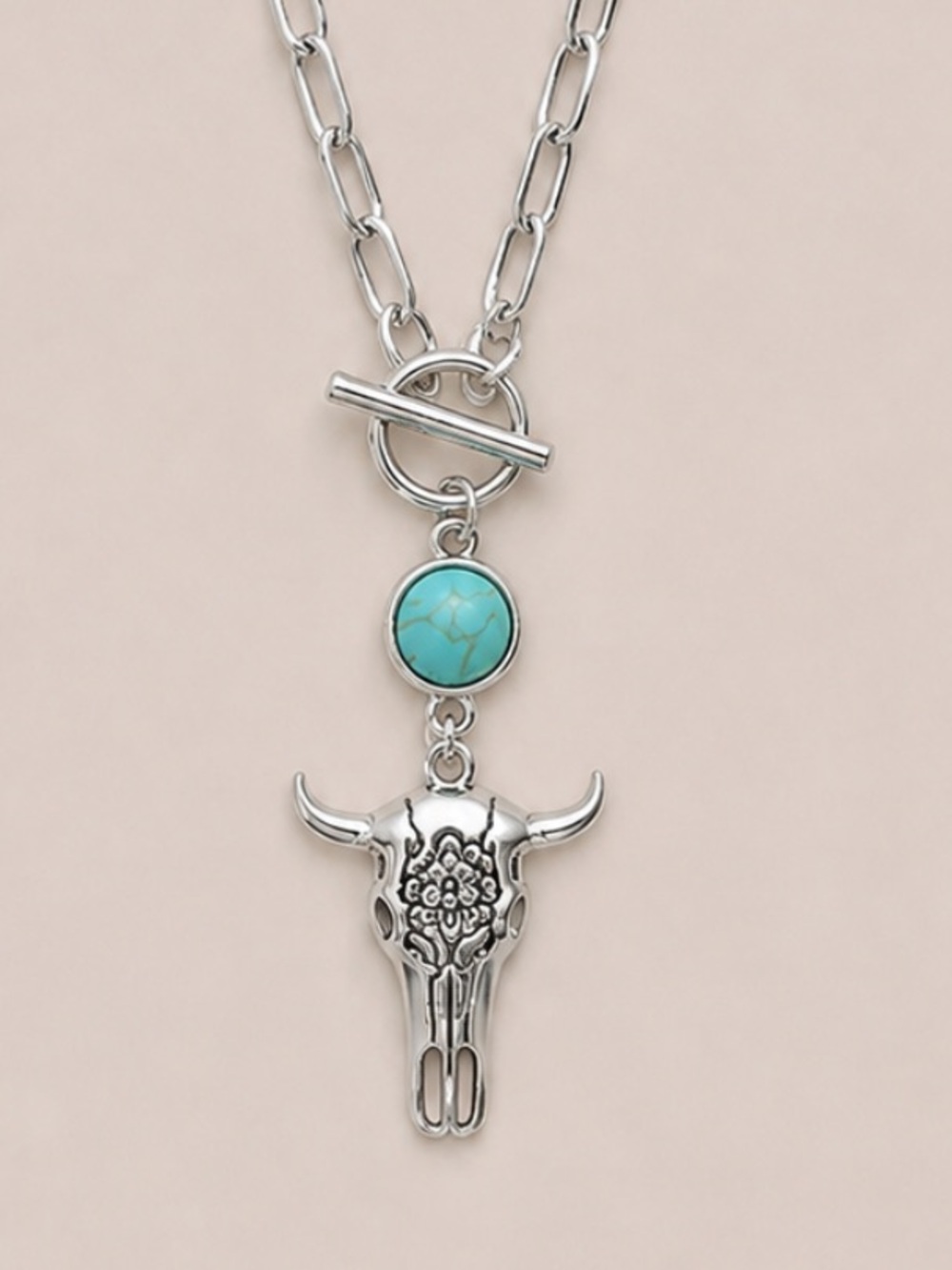 New! Silver Boho Toggle Necklace NWOT 5002